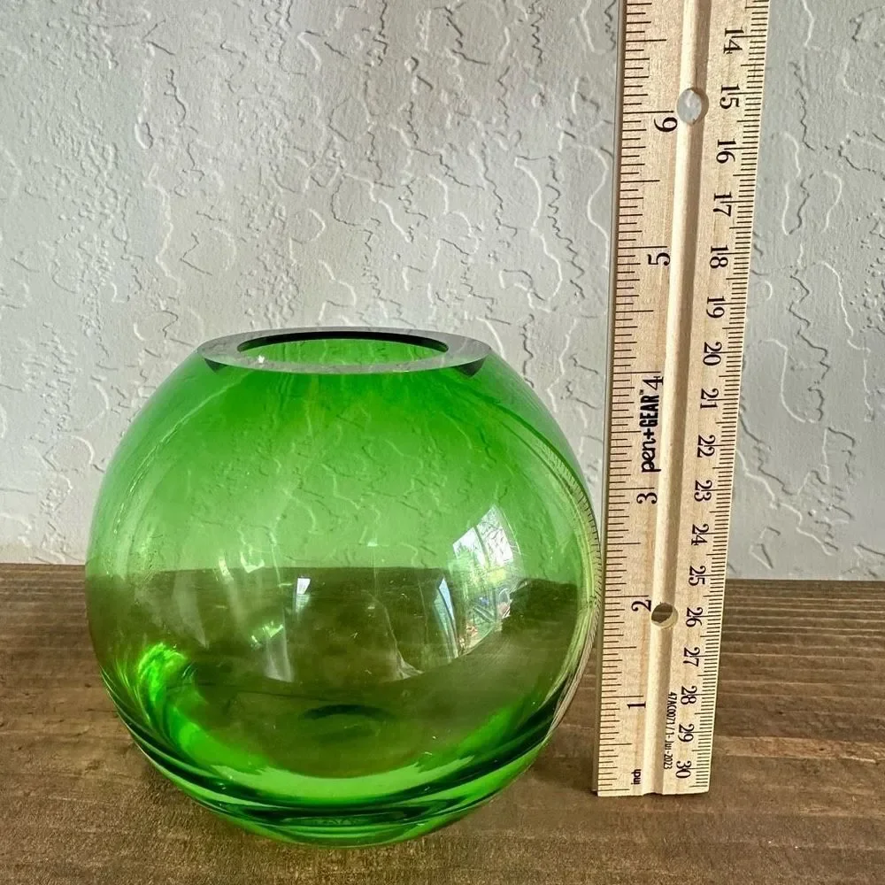 Tarnow Fine Crystal Art Glass Flower‎ Vase Made in Poland Emerald Green 4.5" - Picture 4 of 6